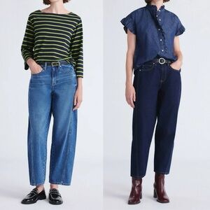 Bundle of Light & Dark Denim Free Assembly Women's Barrel Ankle Jeans|27" Inseam